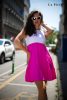 La Pierre Denali magenta-fehér ruha